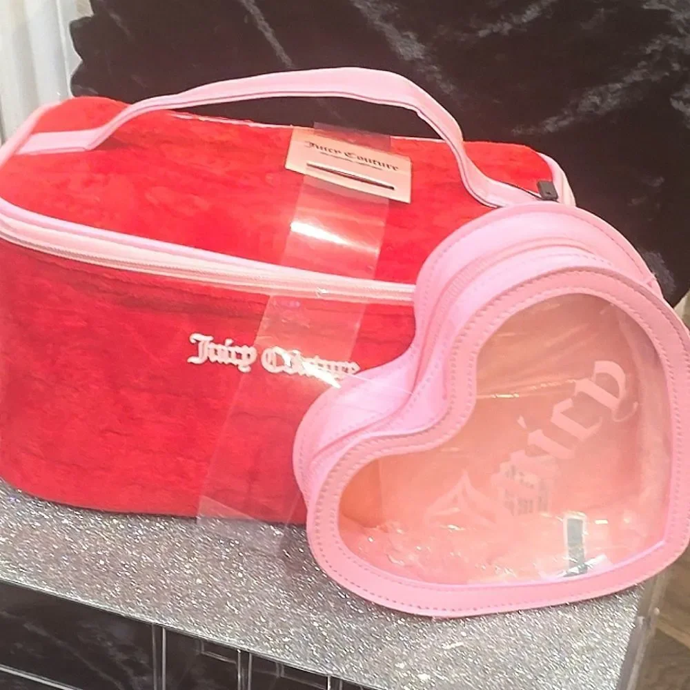 Juicy Couture Heart & Crown Embossed Velour‎ & Transparent Heart-Shaped Cosmetic